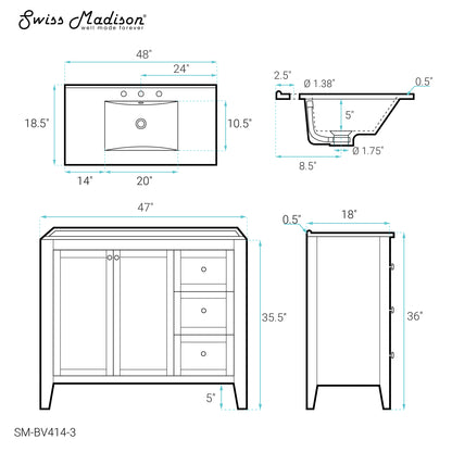 Swiss Madison Cannes 48-inch bathroom vanity — view 8