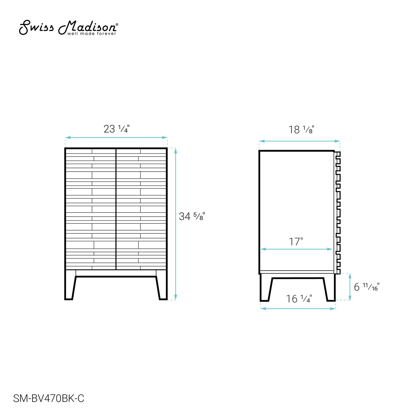 Swiss Madison, Cascade 24'' Bathroom Vanity in Brown Oak - Cabinet