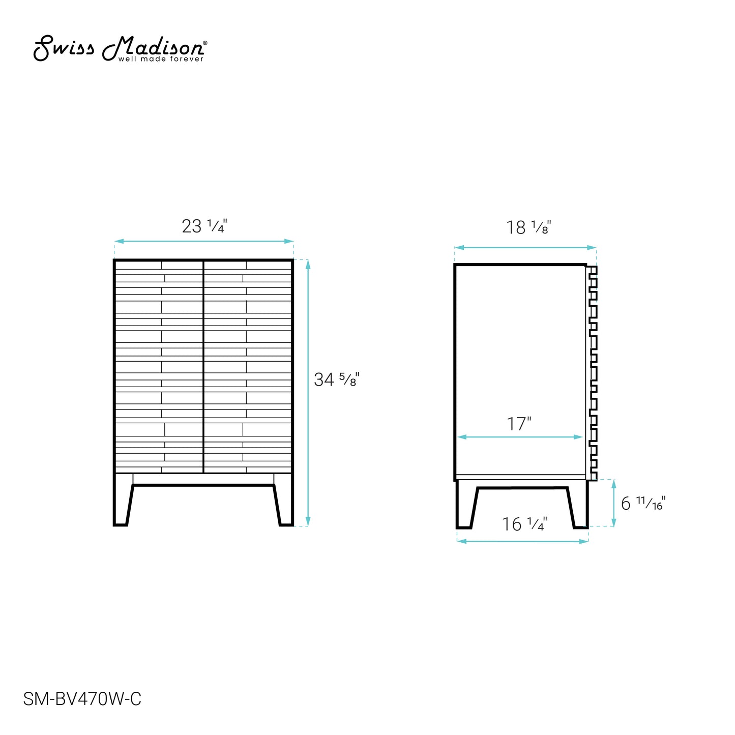 Swiss Madison, Cascade 24'' Bathroom Vanity in White - Cabinet