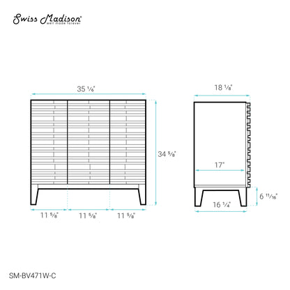 Swiss Madison, Cascade 36'' Bathroom Vanity in White - Cabinet