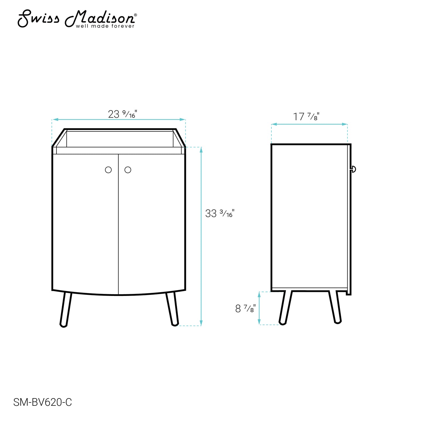 Swiss Madison, Manoir 24 Bathroom Vanity in White Cabinet Only
