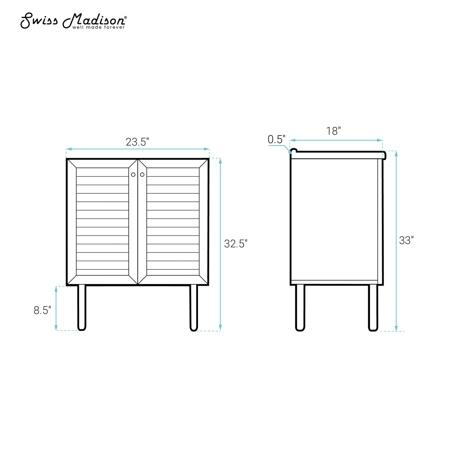 Swiss Madison, Bron 24" Freestanding Bathroom Vanity Cabinet without Top in Brown Oak