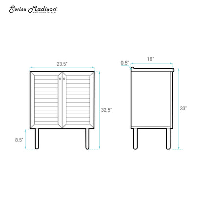 Swiss Madison, Bron 24" Freestanding Bathroom Vanity Cabinet without Top in Brown Oak