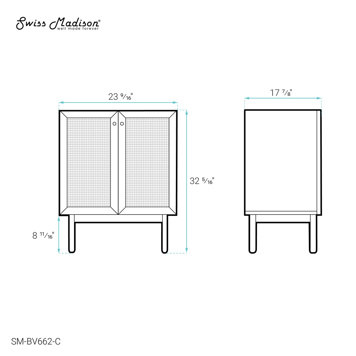 Swiss Madison, Classe 24" Bathroom Vanity in Oak Cabinet Only