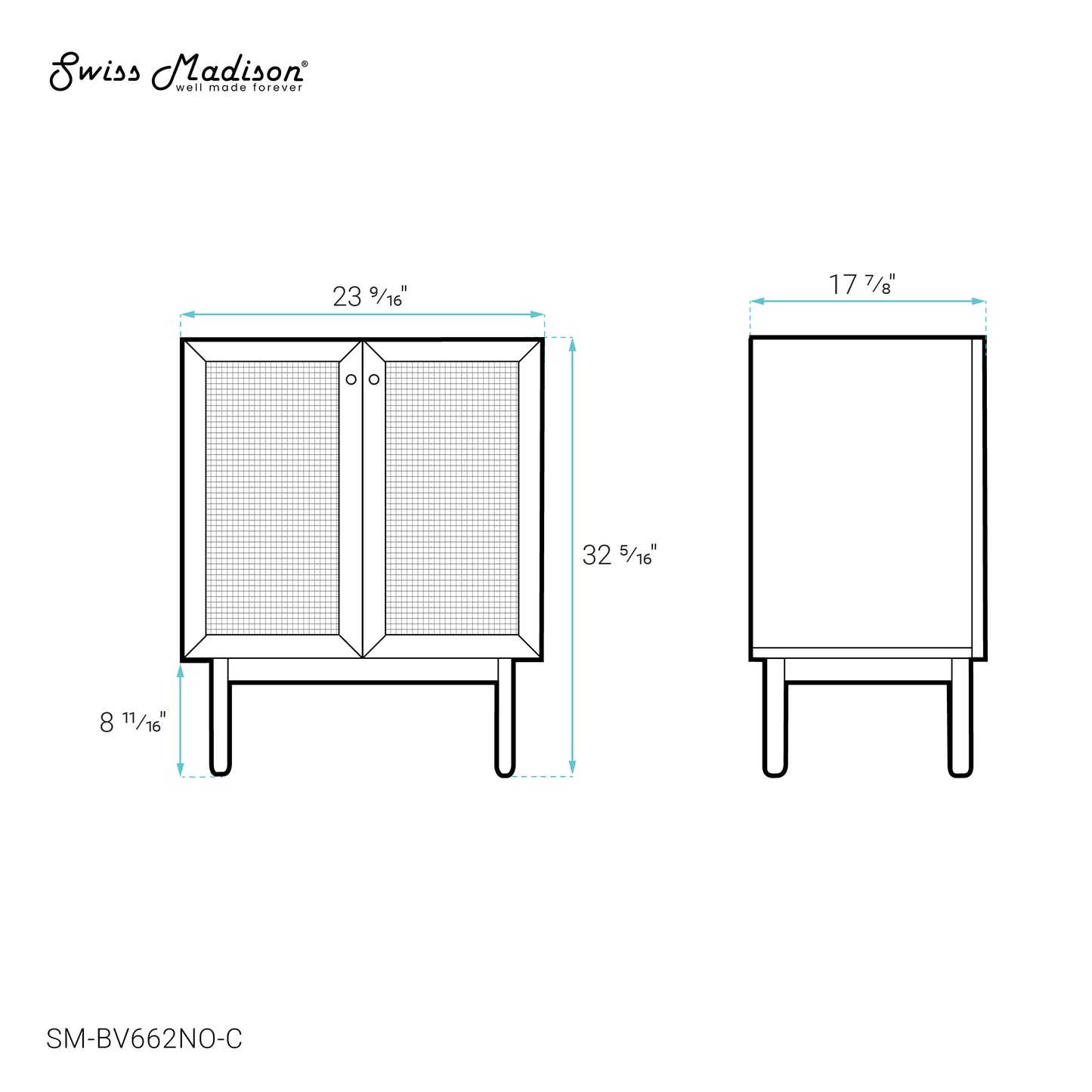 Swiss Madison, Classe 24" Freestanding Bathroom Vanity Cabinet without Top in Natural Oak