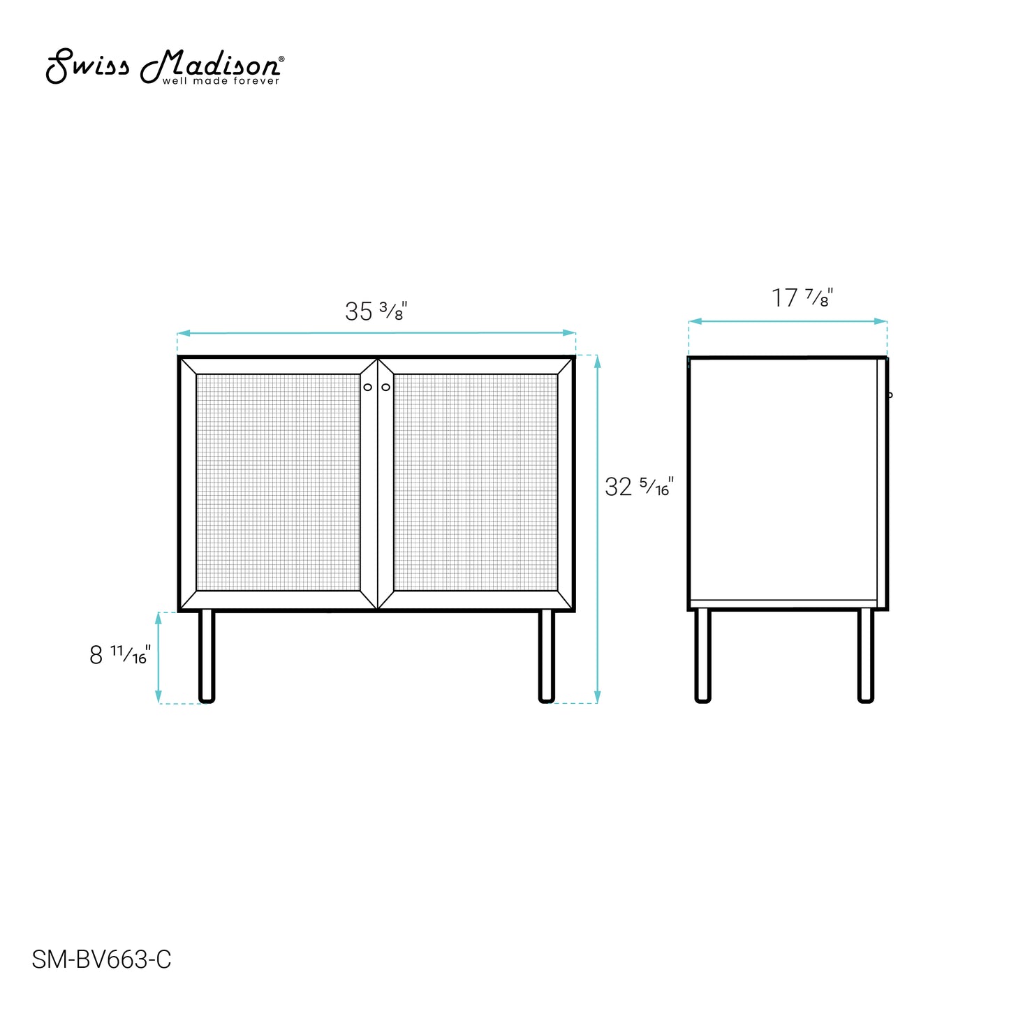 Swiss Madison Classe 36-inch bathroom vanity in Oak Cabinet Only — view 5