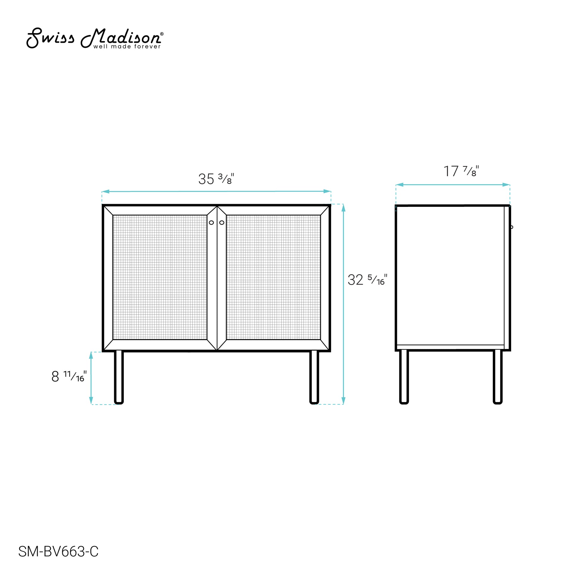 Swiss Madison Classe 36-inch bathroom vanity in Oak Cabinet Only — view 5