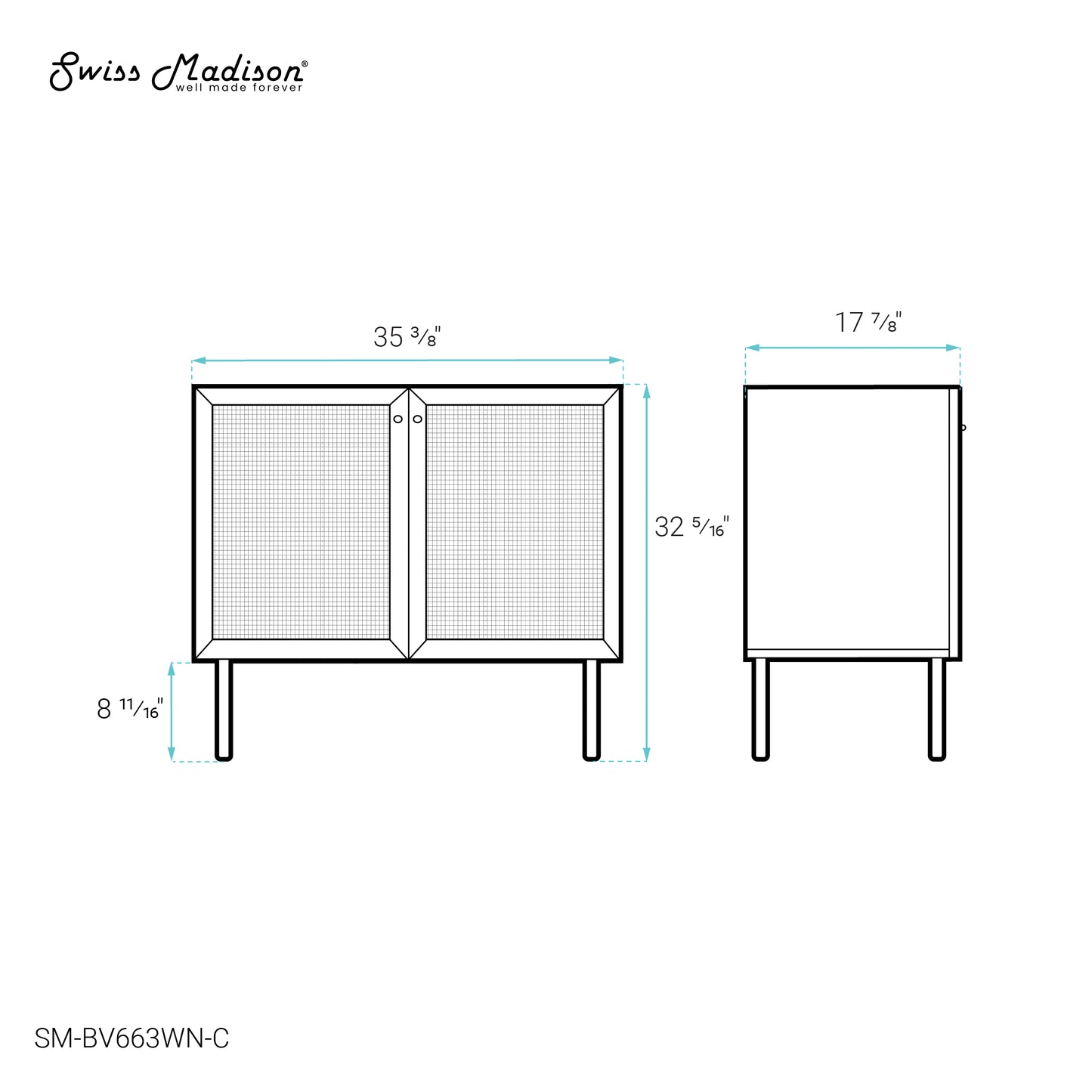 Swiss Madison Classe 36-inch bathroom vanity in Dark Walnut Cabinet Only — view 5