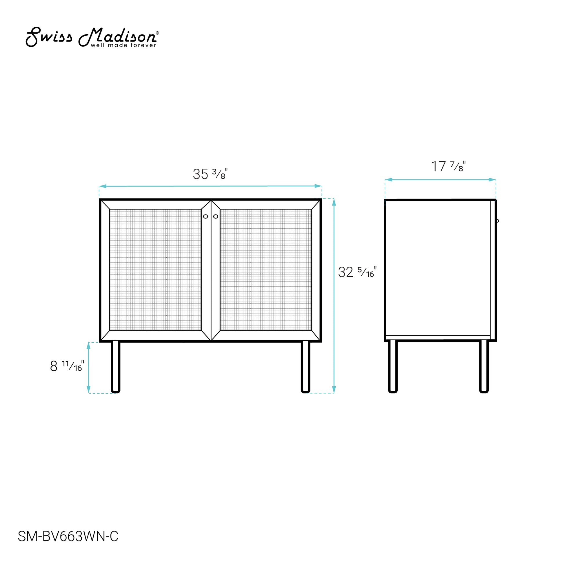 Swiss Madison Classe 36-inch bathroom vanity in Dark Walnut Cabinet Only — view 5