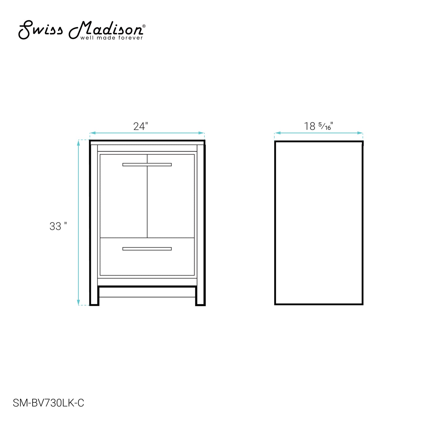 Swiss Madison, Virage 24 Freestanding, Bathroom Vanity in Natural Oak Cabinet Only