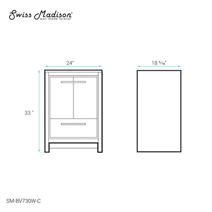 Swiss Madison, Virage 24 Freestanding, Bathroom Vanity in Glossy White Cabinet Only (SM-BV730W)