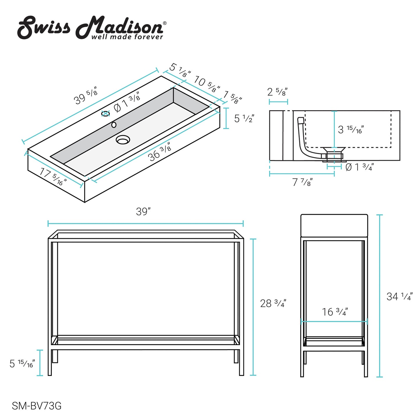 Swiss Madison Pierre freestanding bathroom vanity — view 11