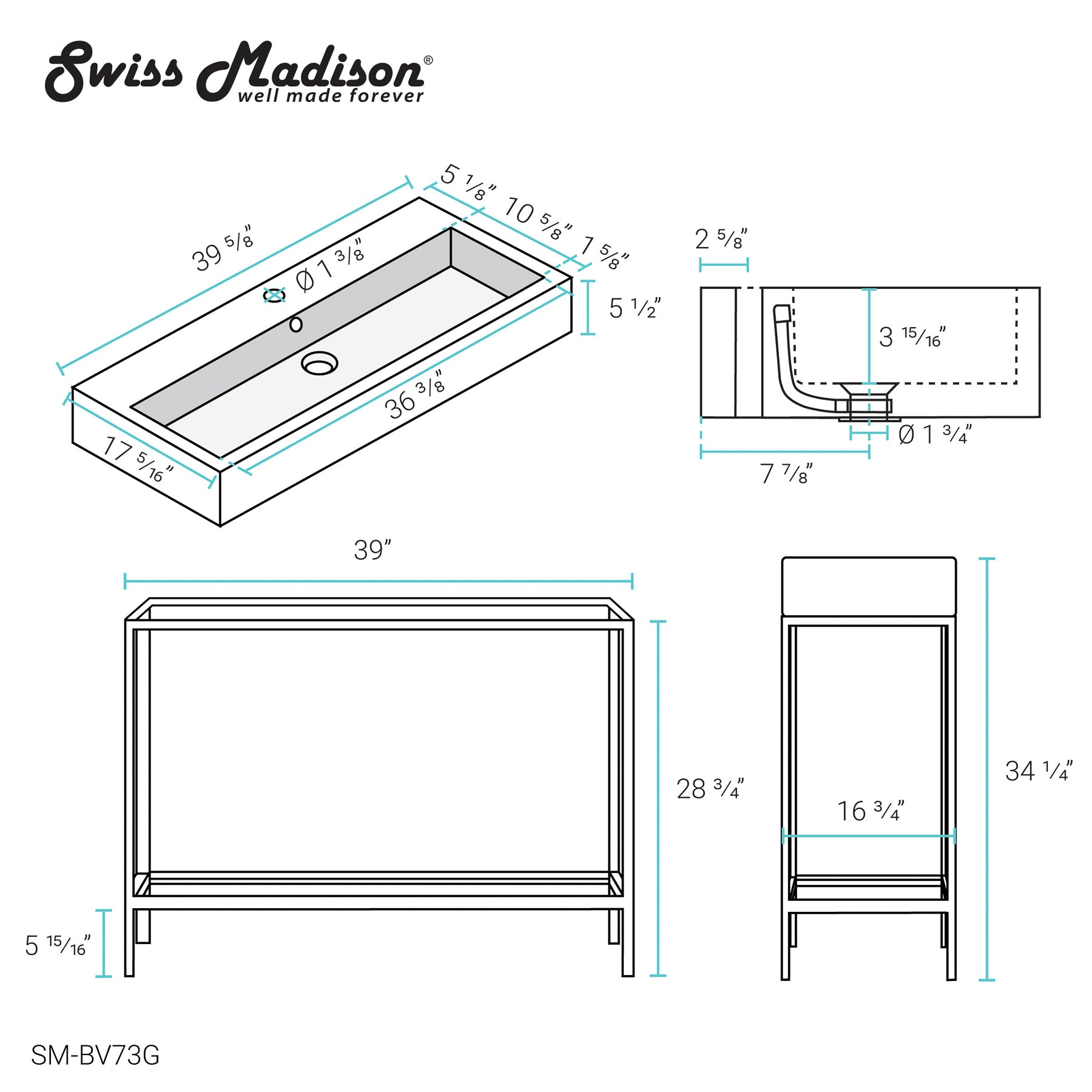 Swiss Madison Pierre freestanding bathroom vanity — view 11