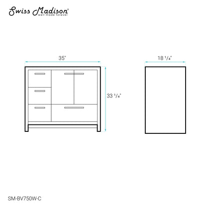 Swiss Madison, Virage 36 Freestanding, Bathroom Vanity in Glossy White - Cabinet