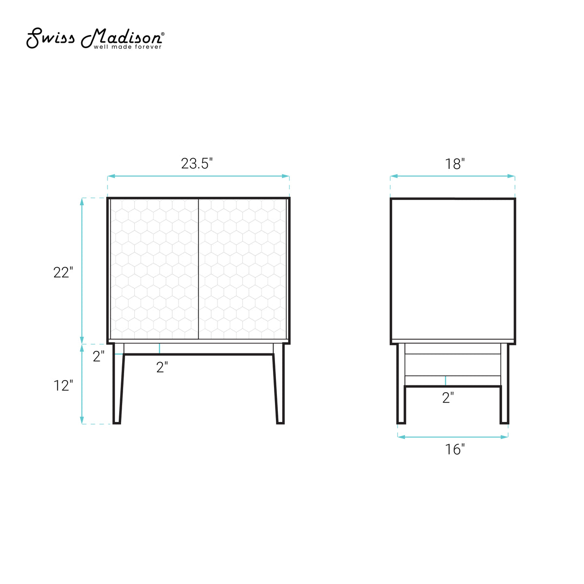 Swiss Madison, Bosse 24" Freestanding Bathroom Vanity Cabinet without Top in Brown Oak