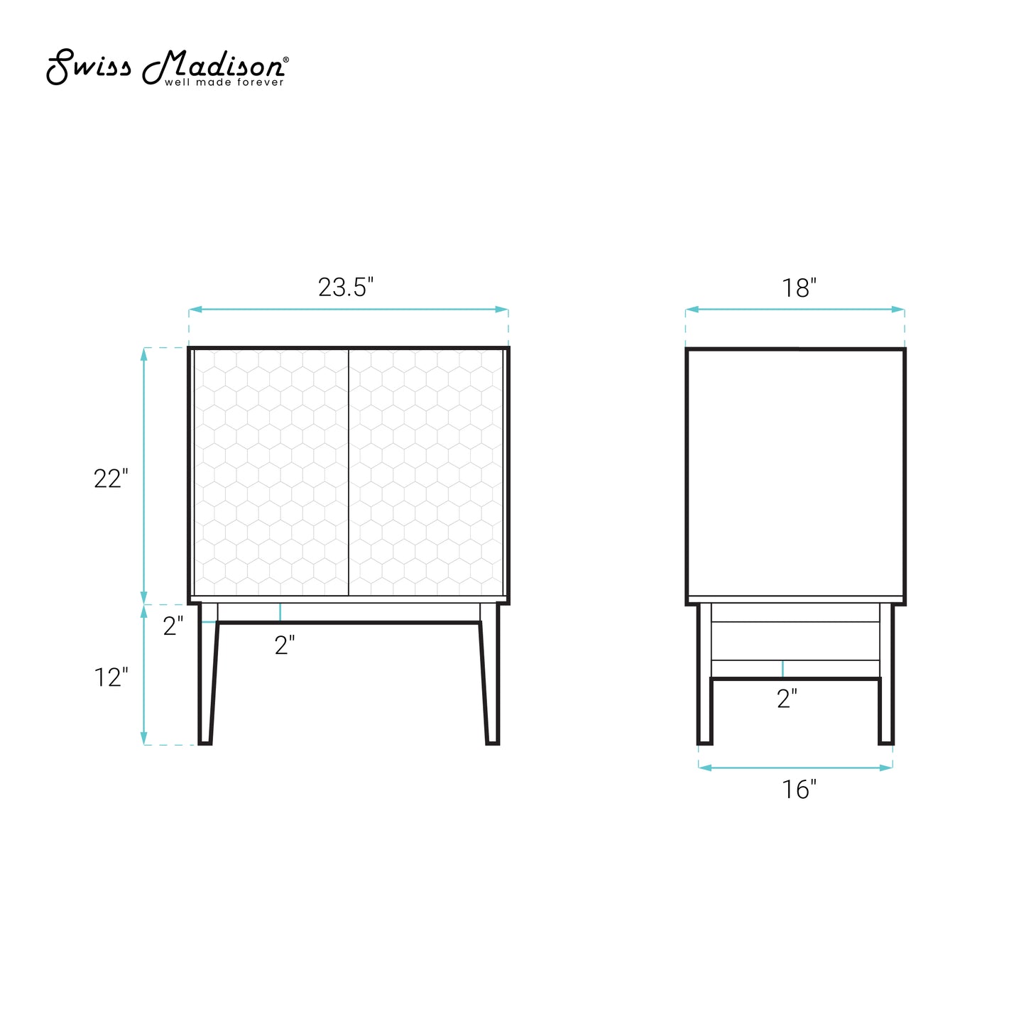 Swiss Madison, Bosse 24" Freestanding Bathroom Vanity Cabinet without Top in Natural Oak