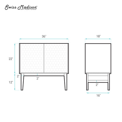 Swiss Madison, Bosse 36" Freestanding Bathroom Vanity Cabinet without Top in Black Oak
