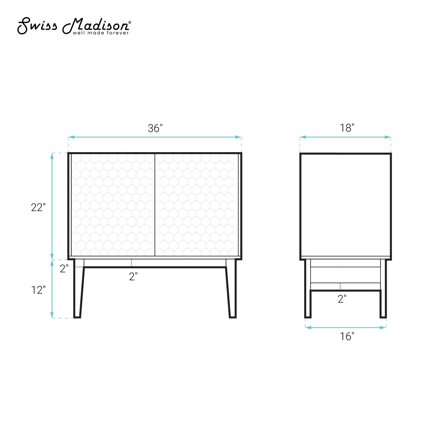 Swiss Madison, Bosse 36" Freestanding Bathroom Vanity Cabinet without Top in Natural Oak