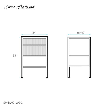Swiss Madison, Cache 24 Freestanding, Bathroom Vanity in White and Gold Cabinet Only