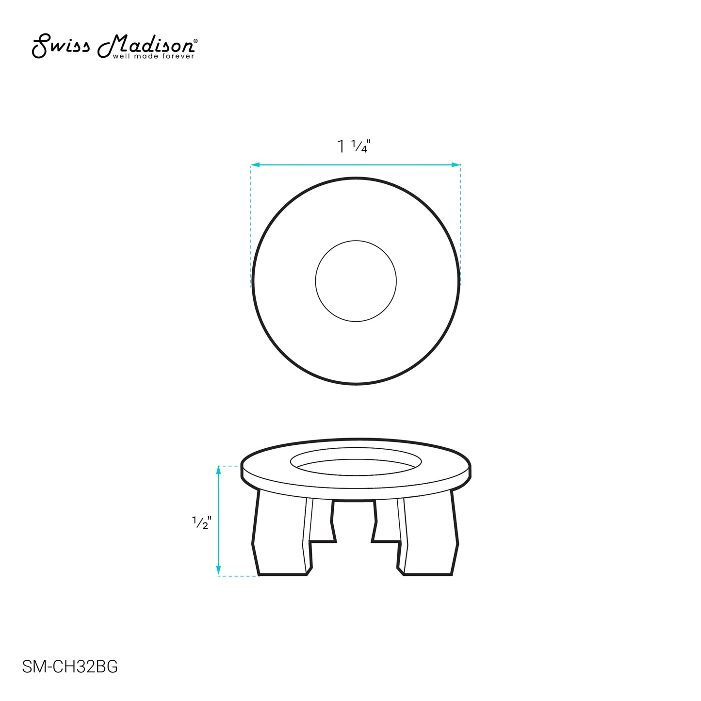 Swiss Madison Overflow Sink Cover bathroom vanity in Blushed Gold — view 4