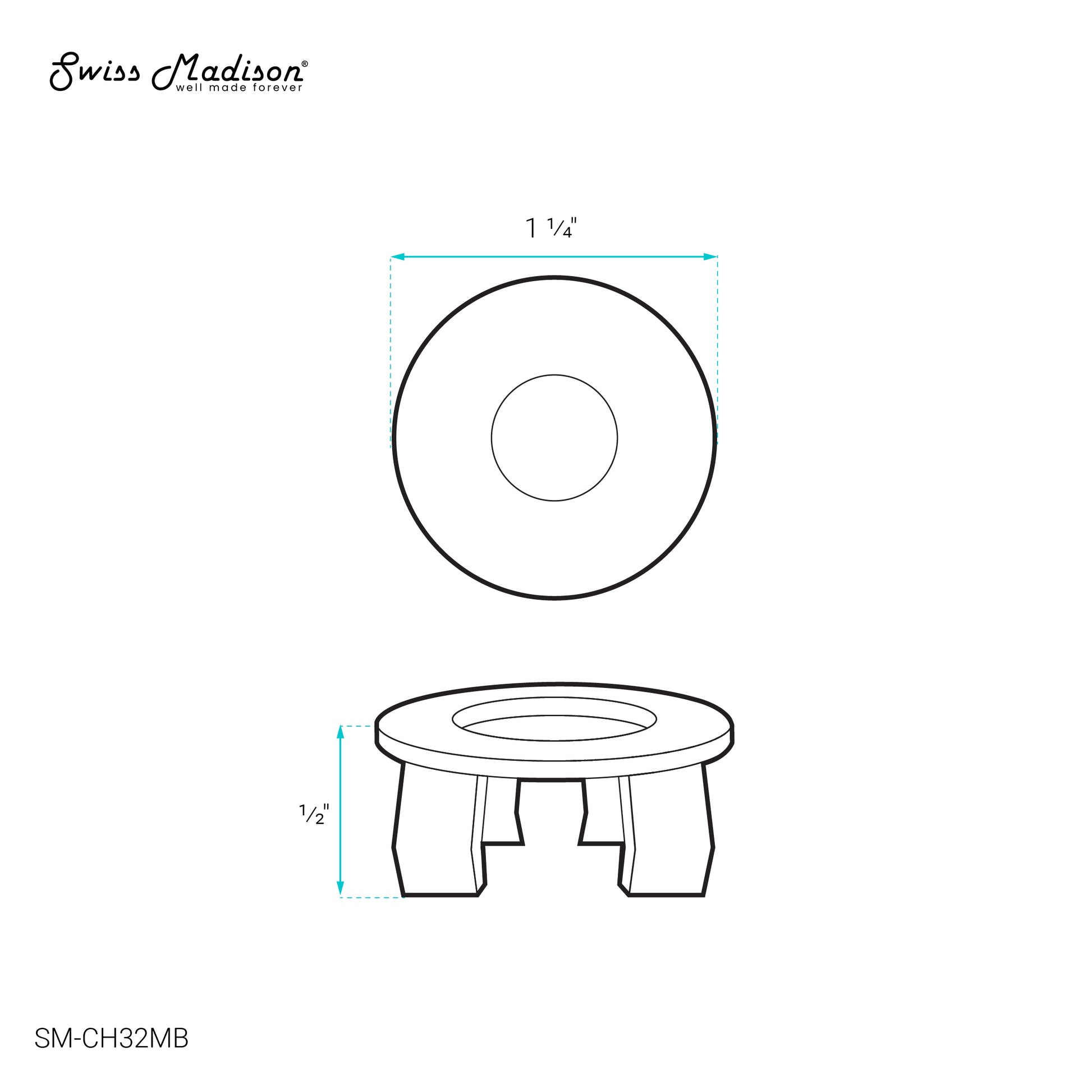 Swiss Madison Overflow Sink Cover bathroom vanity in Matte Black — view 4