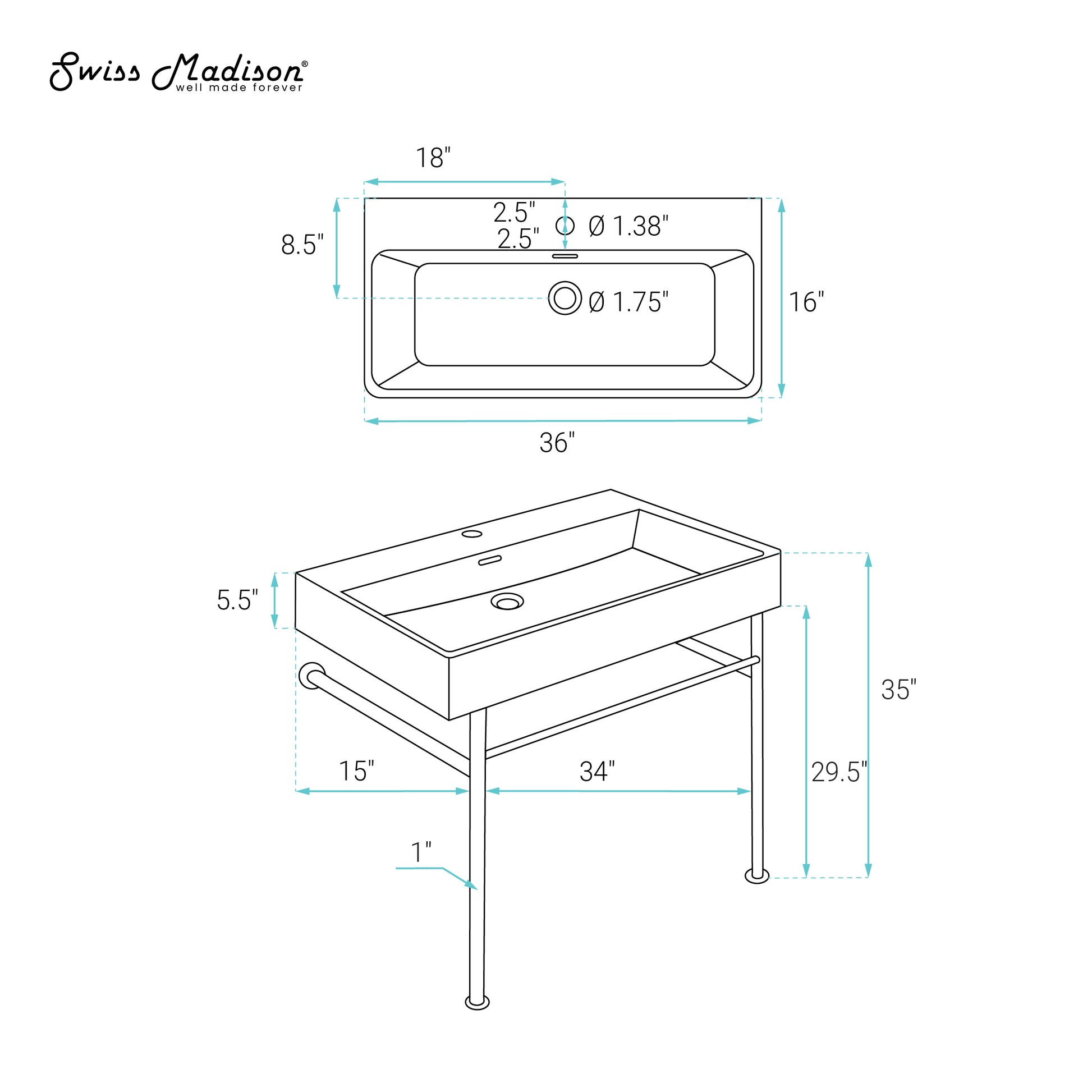 Swiss Madison Carre bathroom vanity — view 10