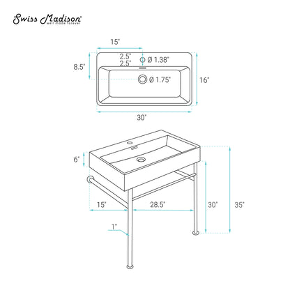 Swiss Madison, Claire 30 Console Sink