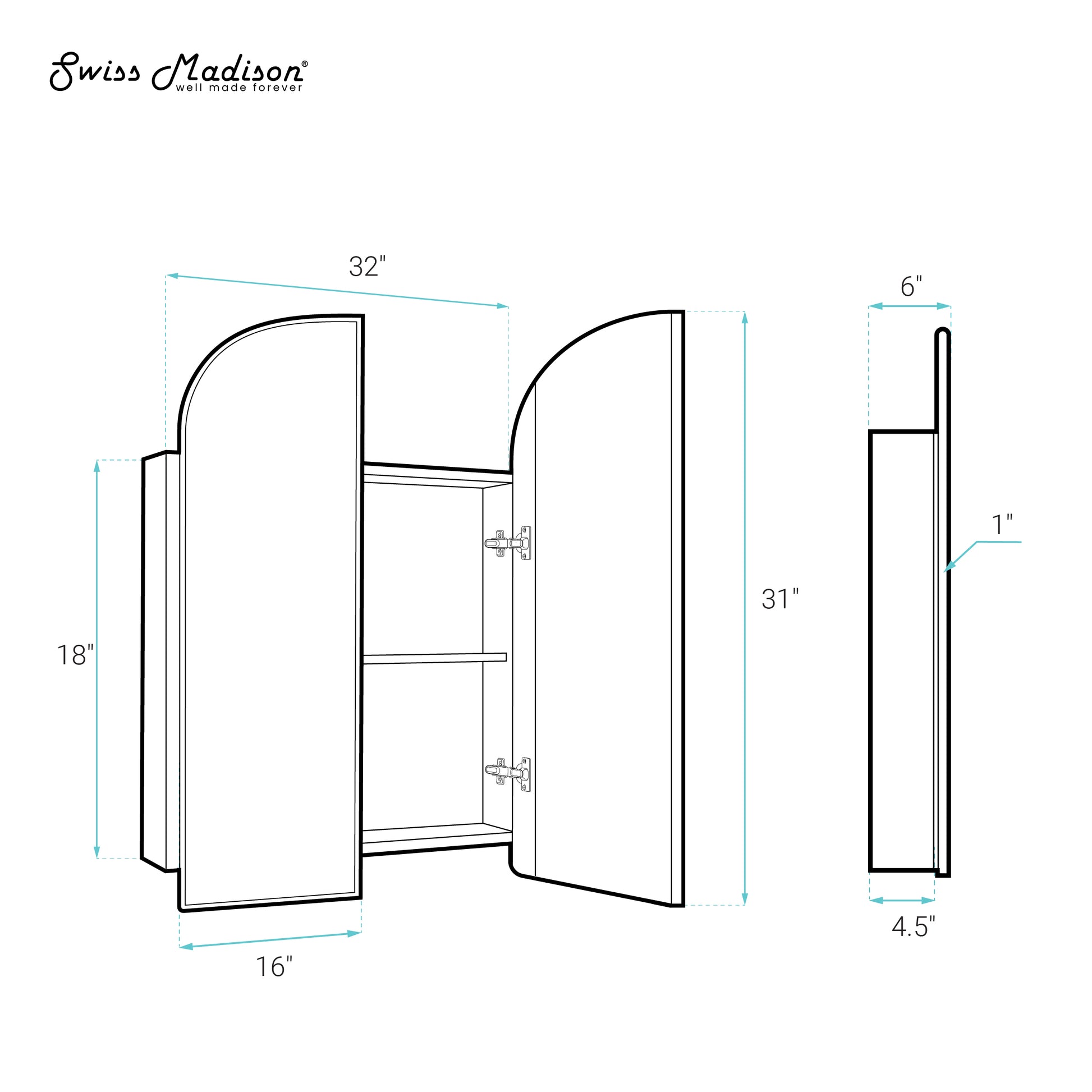 Swiss Madison Porte wall-mount bathroom vanity in Chrome — view 8