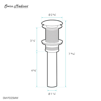 Swiss Madison, Residential Non-Overflow Pop Up Sink Drain 1.75 in Matte White