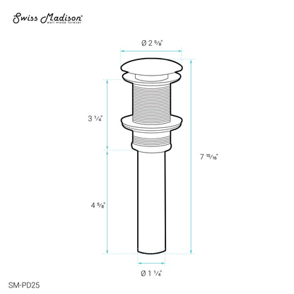 Swiss Madison, Residential Non-Overflow Pop Up Sink Drain 1.75 in Glossy White