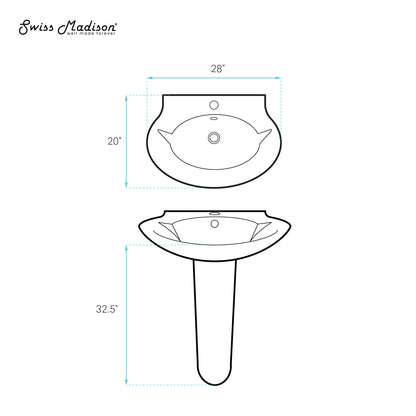 Swiss Madison, Plaisir Rounded Basin Pedestal Sink