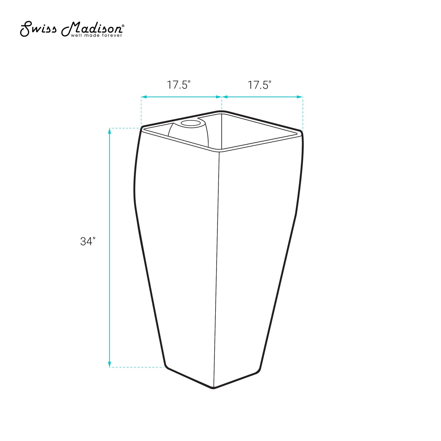 Swiss Madison, Carre One Piece Pedestal Sink