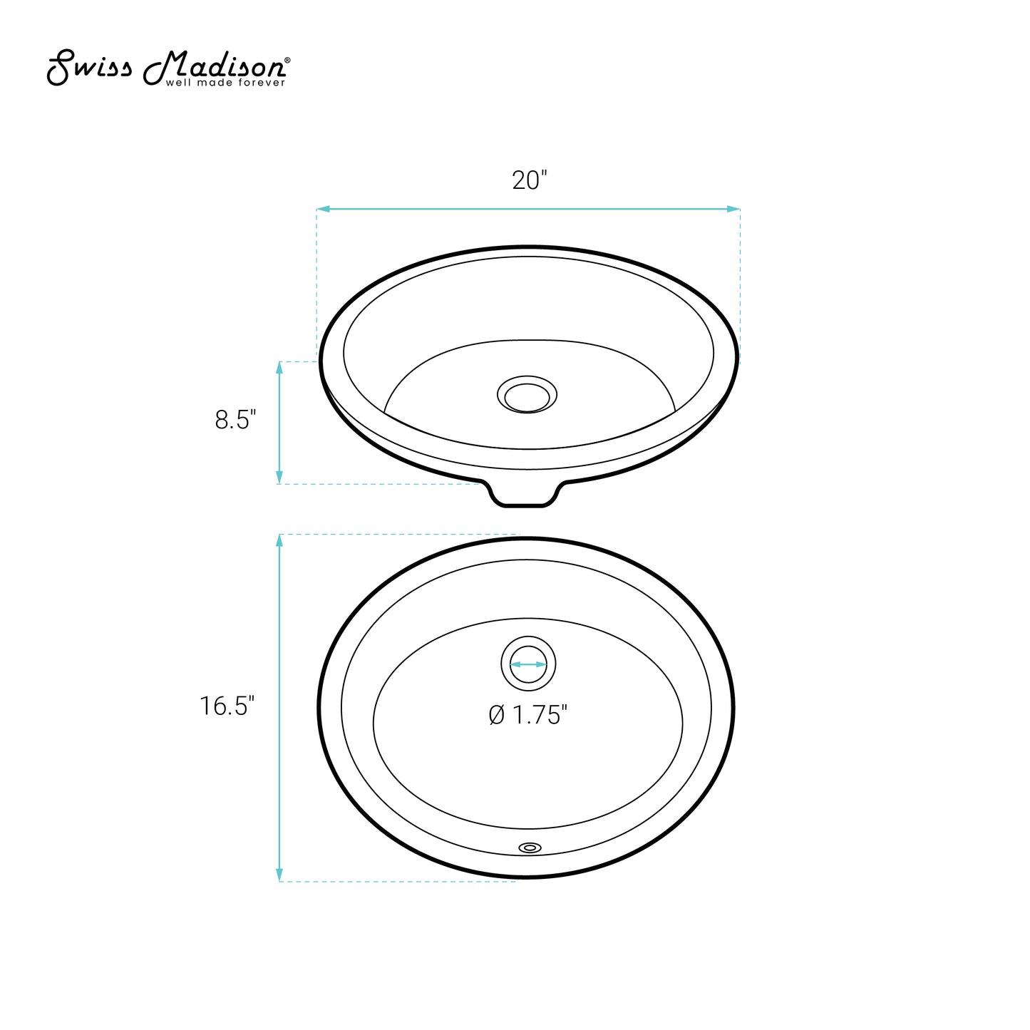 Swiss Madison, Monaco 19 Oval Under-Mount Bathroom Sink