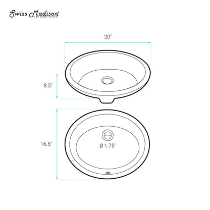 Swiss Madison, Monaco 19 Oval Under-Mount Bathroom Sink