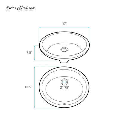 Swiss Madison, Plaisir 16.5" Ceramic Undermount Bathroom Sink in Matte Black