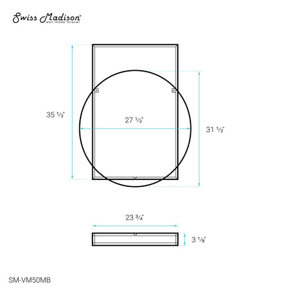 Swiss Madison, Pierre 35.5" Vanity Mirror in Matte Black