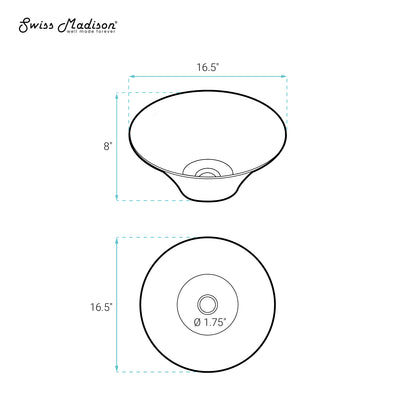 Swiss Madison, Ivy 16.5" Round Vessel Sink in Glossy White