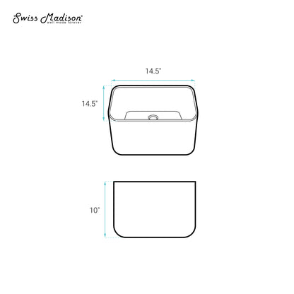 Swiss Madison, Carre 14.5" Square Vessel Bathroom Sink