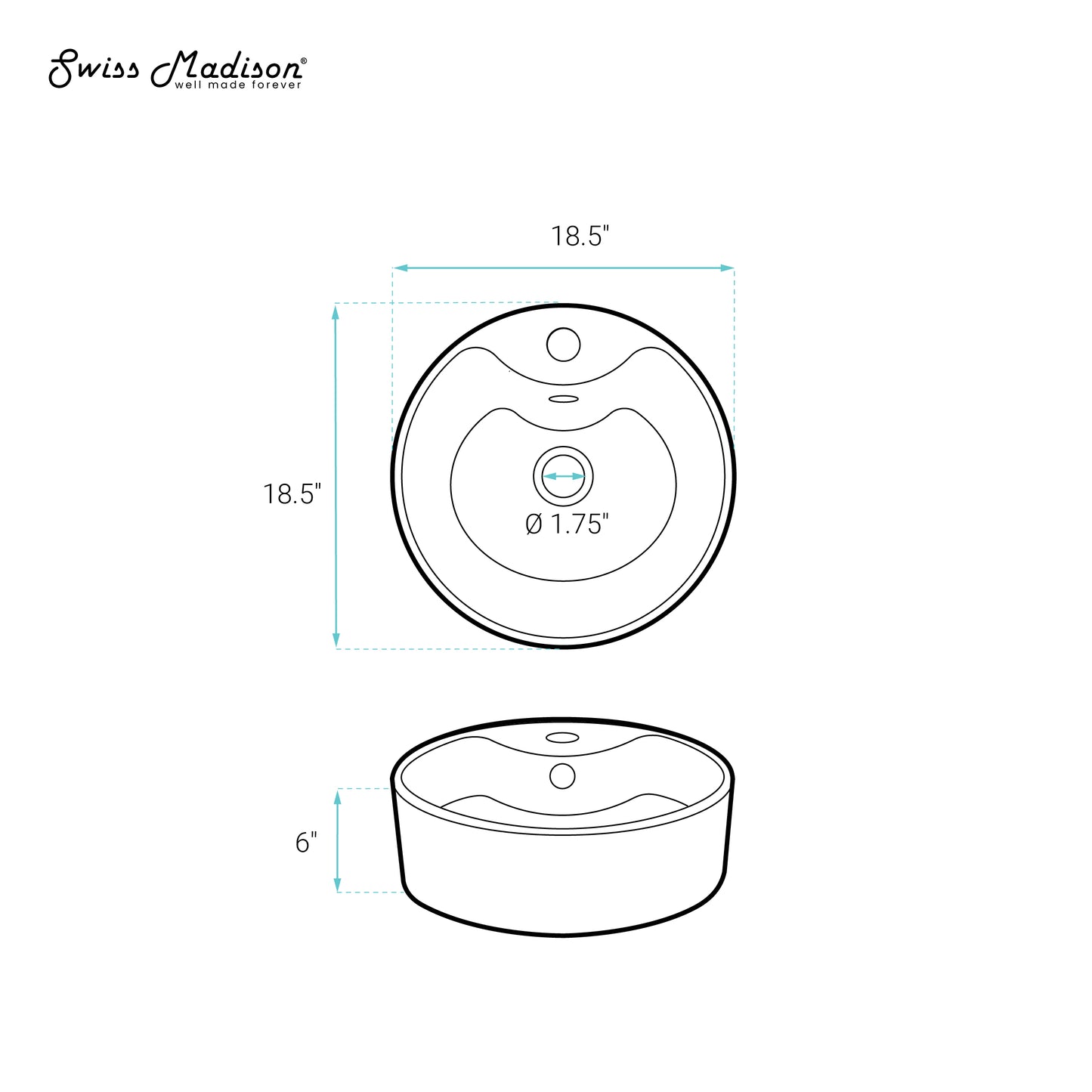 Swiss Madison, Monaco Round Vessel Sink with Faucet Mount