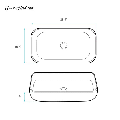 Swiss Madison, Chateau 28 Rectangle Ceramic Vessel Sink