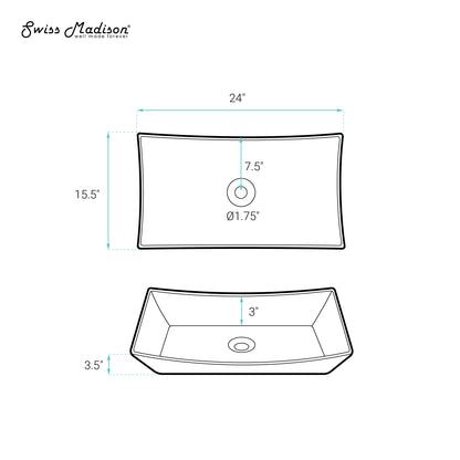 Swiss Madison, Annecy 23.5” Rectangle Vessel Bathroom Sink