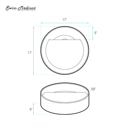 Swiss Madison, Beau 16.5" Round Vessel Bathroom Sink in Matte White