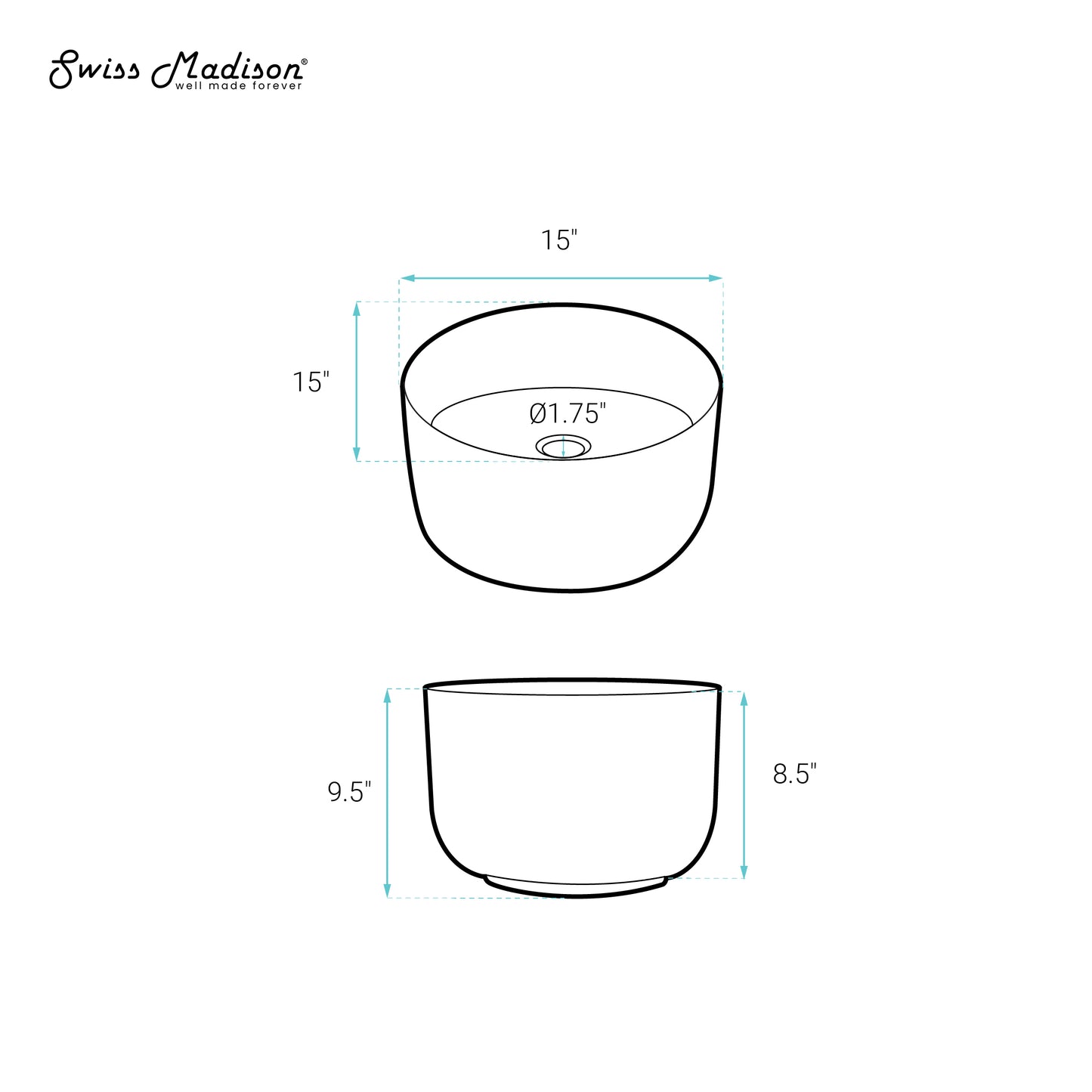 Swiss Madison, Calice 15'' Vessel Sink in White