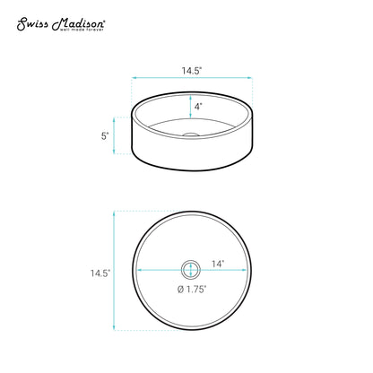 Swiss Madison, Lisse 14.5" Concrete Round Vessel Sink in Matte White