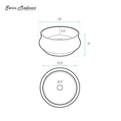 Swiss Madison, Lisse 17.5" Round Concrete Vessel Bathroom Sink in Dark Grey