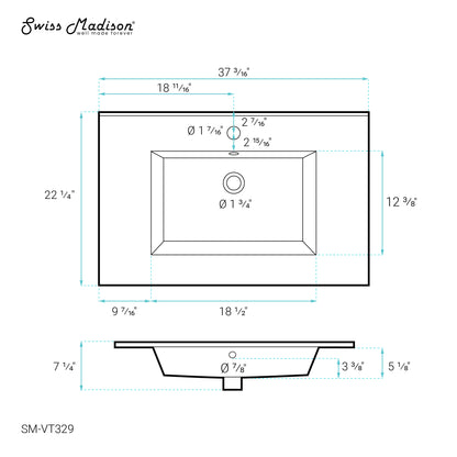 Swiss Madison, Voltaire 37 Vanity Top Sink with Single Faucet Hole