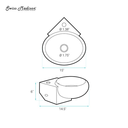 Swiss Madison, Plaisir Corner Wall Hung Sink