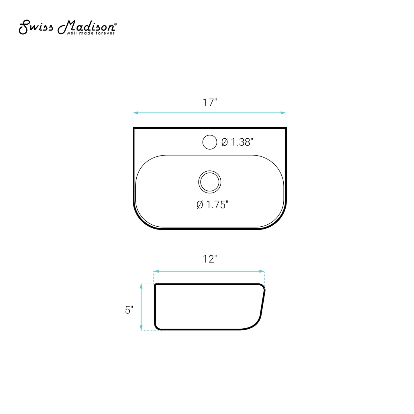 Swiss Madison, St Tropez Wall Hung Sink