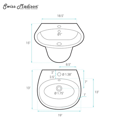 Swiss Madison, Ivy 19" Wall-Mount Bathroom Sink