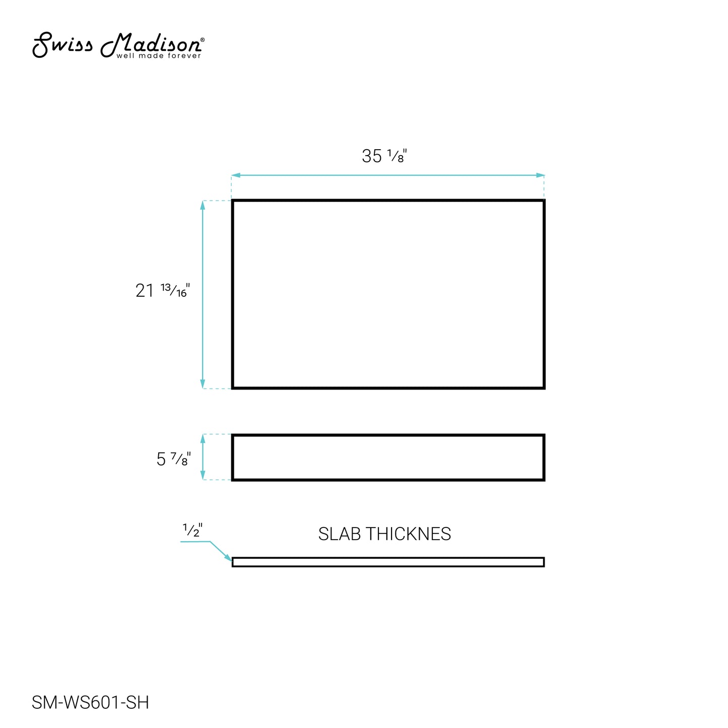 Swiss Madison, Monaco 36" Floating Bathroom Shelf in Glossy White (SM-VS252)